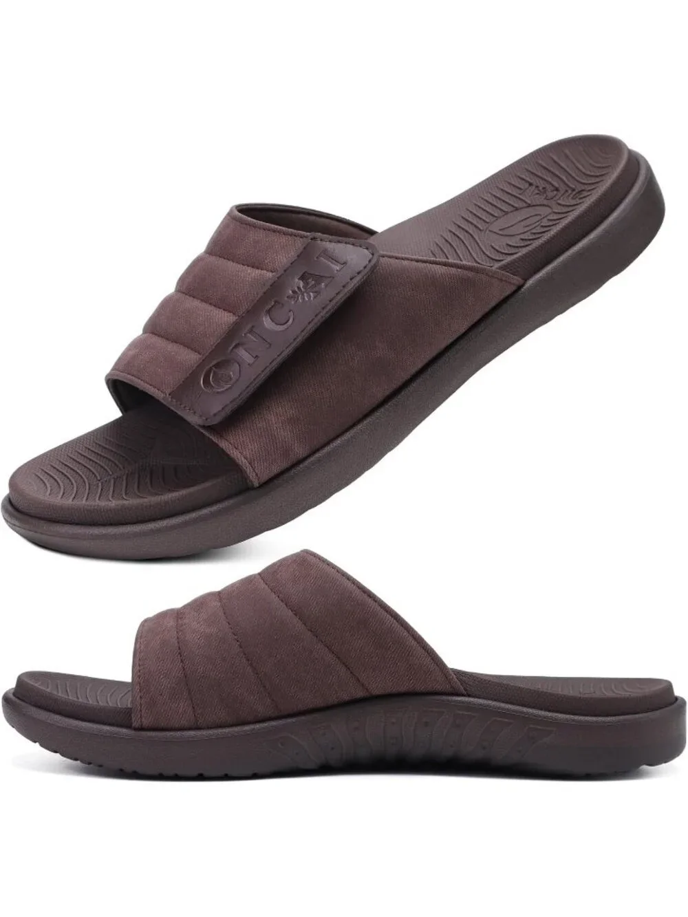 Men's Brown Adjustable Orthotic Plantar Fasciitis Open Toe Athletic Sandal Shoes